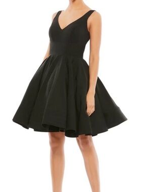 Black V-Neck Ieena for MacDougall Mini Dress with Full Skirt